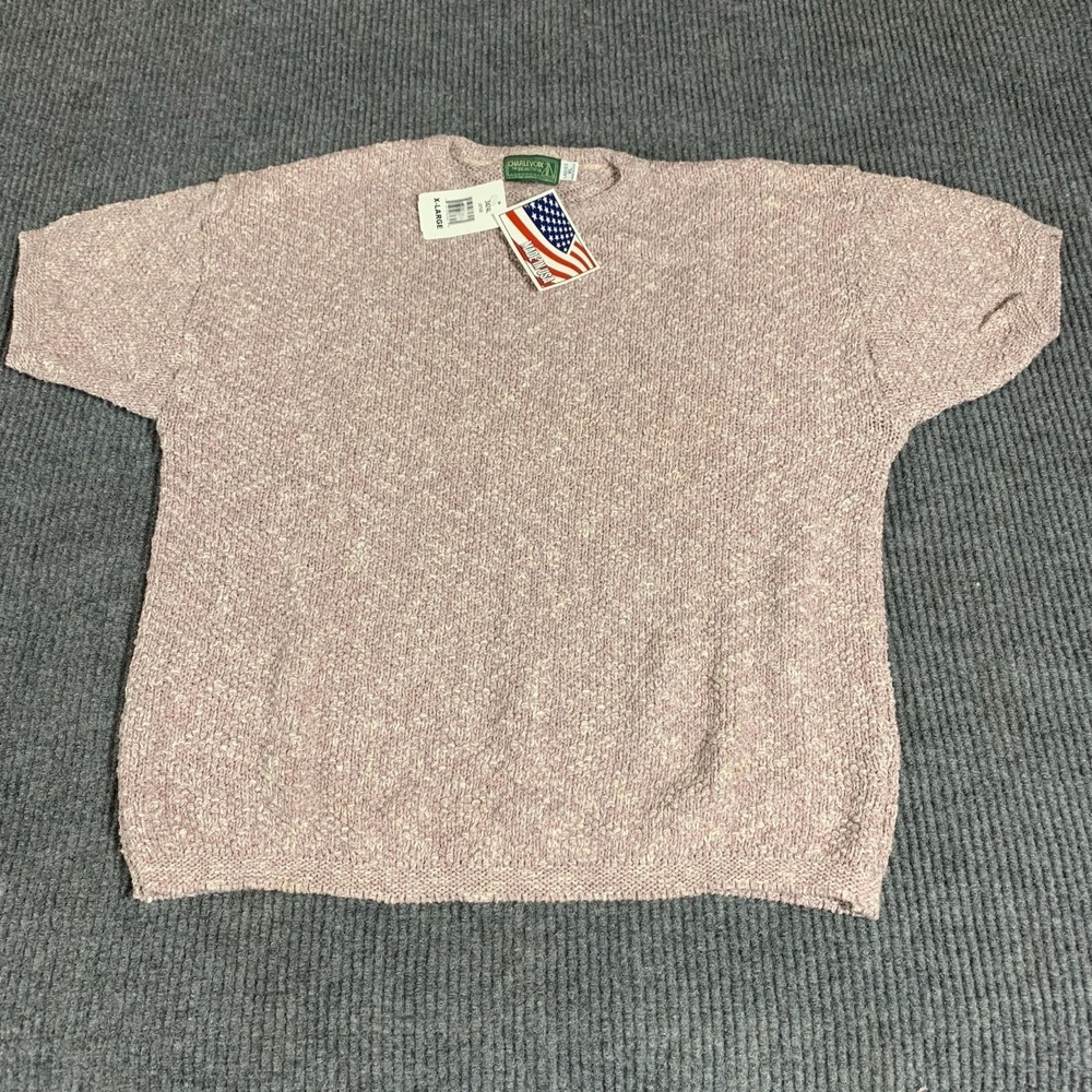 VTG Charlevoix the Beautiful Sweater Womens XL Pink Short Sleeve Textured New - Picture 1 of 12